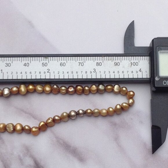 Freshwater Pearl Bracelet 4.5mm Rose Gold -Deep Olive 7.5" - Picture 5 of 6